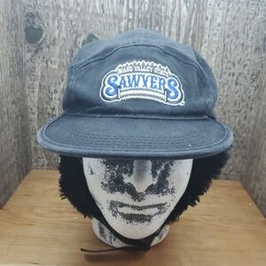 Grand Valley State Sawyers Adidas Strapback Hat Adjustable Black Cap Ear Flaps